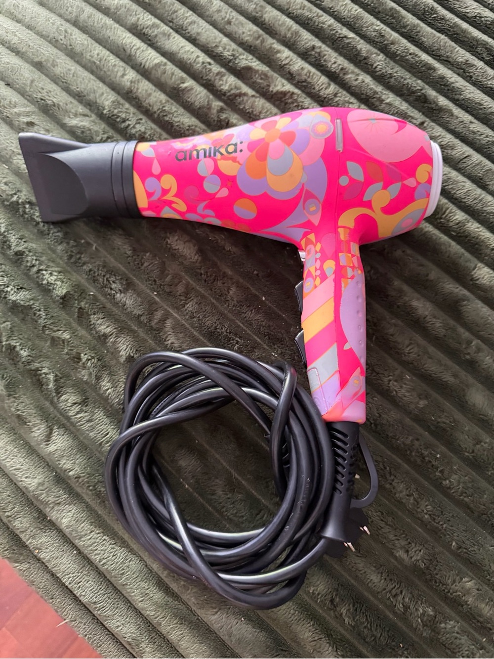 Amika CEO 360 Hair Dryer Pink Multicolor Floral w/ Concentrator Nozzle